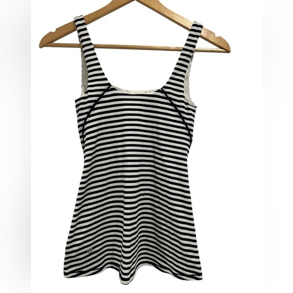 Lululemon Amala Tank Narrow Bold Stripe Black Angel Wing - Size 4 - Picture 4 of 10